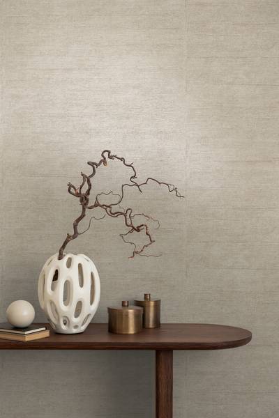 Vliestapete Hoa Stoff-Optik - Vlies - Beige