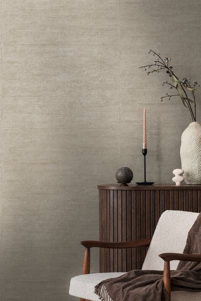 Vliestapete Hoa Stoff-Optik - Vlies - Beige
