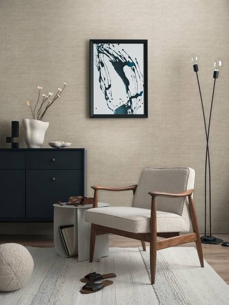 Vliestapete Hoa Stoff-Optik - Vlies - Beige