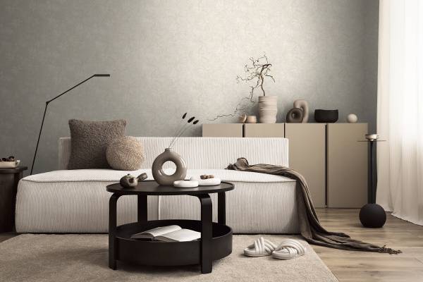 Vliestapete Hoa Blüten Farn - Vlies - Creme / Beige