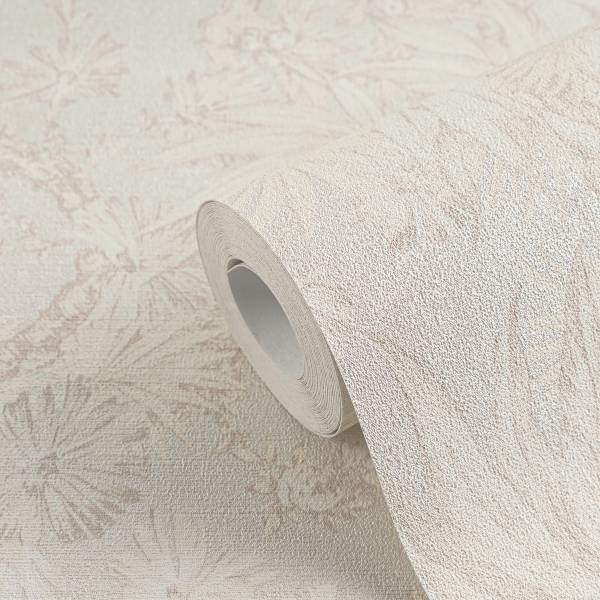 Vliestapete Hoa Blüten Farn - Vlies - Creme / Beige