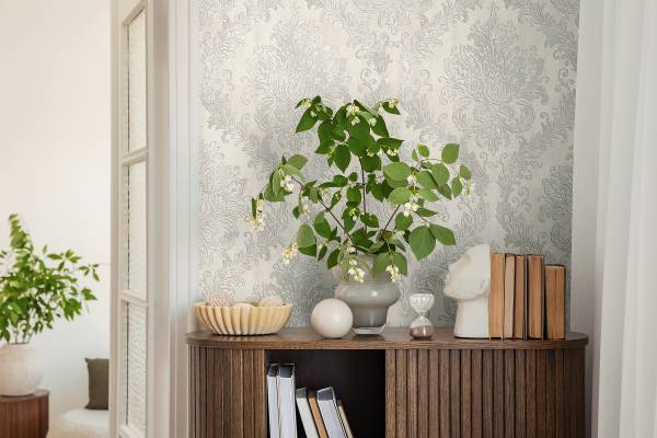 Vliestapete Hoa Luxus Ornamente - Vlies - Sandgrau
