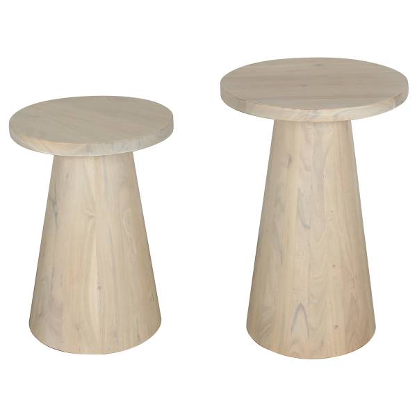 Massiver Beistelltisch Maliveni - Akazie - Durchmesser: 35 cm