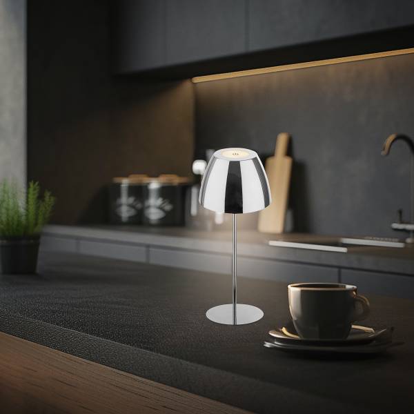 LED Akku Tischleuchte Serina - Aluminium / Kunststoff - 1-flammig - Chrom