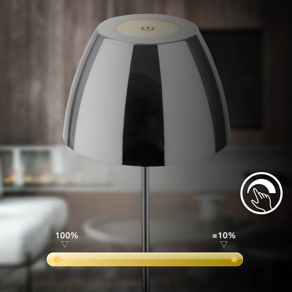 LED Akku Tischleuchte Serina - Aluminium / Kunststoff - 1-flammig - Chrom