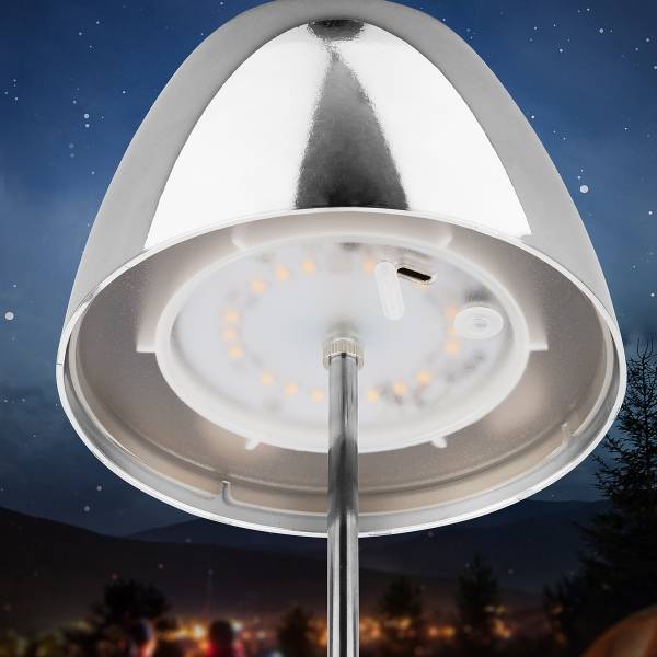 LED Akku Tischleuchte Serina - Aluminium / Kunststoff - 1-flammig - Chrom