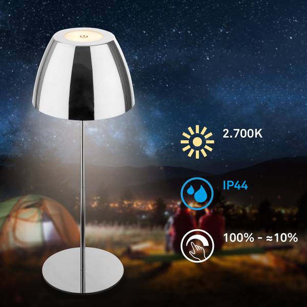 LED Akku Tischleuchte Serina - Aluminium / Kunststoff - 1-flammig - Chrom
