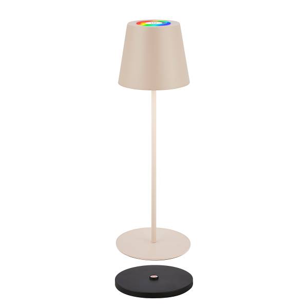 LED Akku Tischleuchte Cilano - Aluminium / Kunststoff - 1-flammig - Beige - 1er Set
