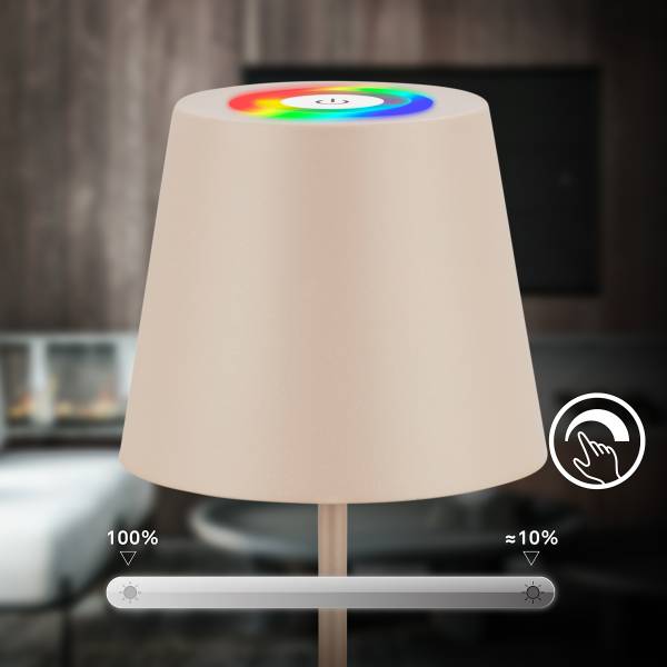 LED Akku Tischleuchte Cilano - Aluminium / Kunststoff - 1-flammig - Beige - 1er Set