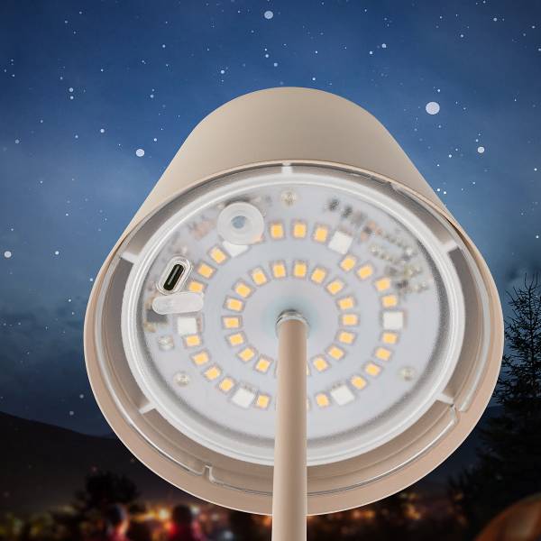 LED Akku Tischleuchte Cilano - Aluminium / Kunststoff - 1-flammig - Beige - 1er Set