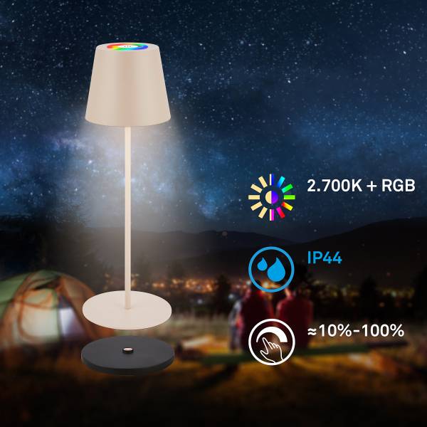 LED Akku Tischleuchte Cilano - Aluminium / Kunststoff - 1-flammig - Beige - 1er Set