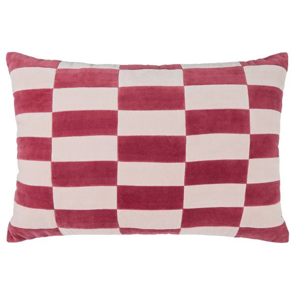 Kissen CHECKER VELVET - Baumwolle - Hellrosa