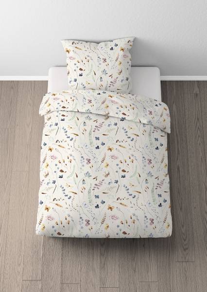 Renforcé Bettwäsche Frühling Weiß - Baumwolle - Beige