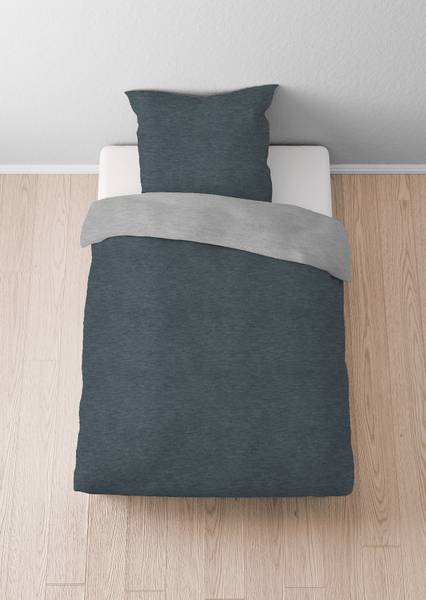 Jersey Bettwäsche Uni - Baumwolle - Schwarz - 155 x 220 cm + Kissen 80 x 80 cm