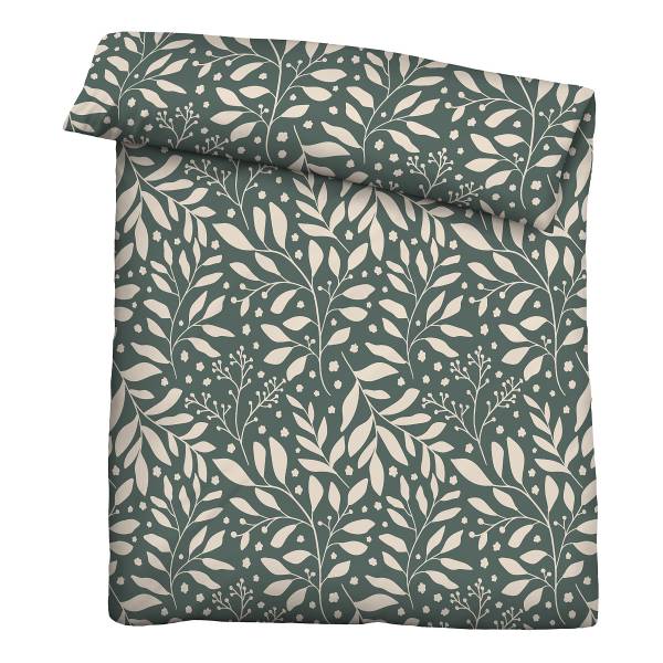 Jersey Bettwäsche Blätter Grün - Baumwolle - Mehrfarbig - 135 x 200 cm + Kissen 80 x 80 cm