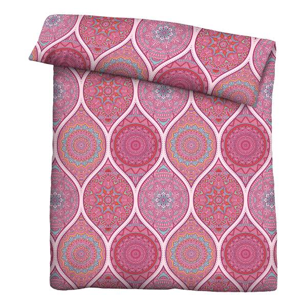 Renforcé Bettwäsche Ornament Typ B - Baumwolle - Rot - 155 x 220 cm + Kissen 80 x 80 cm