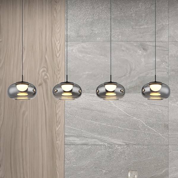LED-Pendelleuchte Quintara Typ C - Rauchglas / Eisen - Flammenanzahl: 4