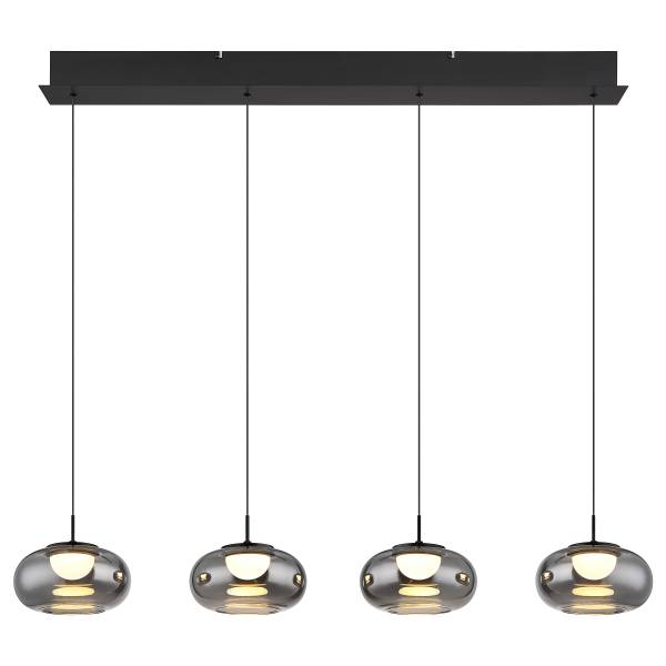 LED-Pendelleuchte Quintara Typ C - Rauchglas / Eisen - Flammenanzahl: 4