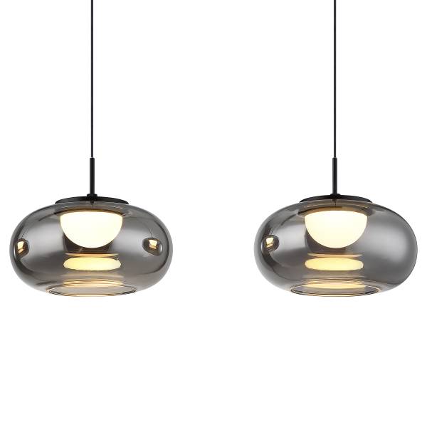 LED-Pendelleuchte Quintara Typ C - Rauchglas / Eisen - Flammenanzahl: 4