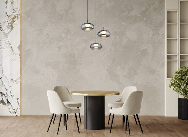 LED-Pendelleuchte Quintara Typ A - Rauchglas / Eisen - 3-flammig