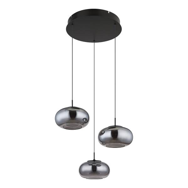 LED-Pendelleuchte Quintara Typ A - Rauchglas / Eisen - 3-flammig