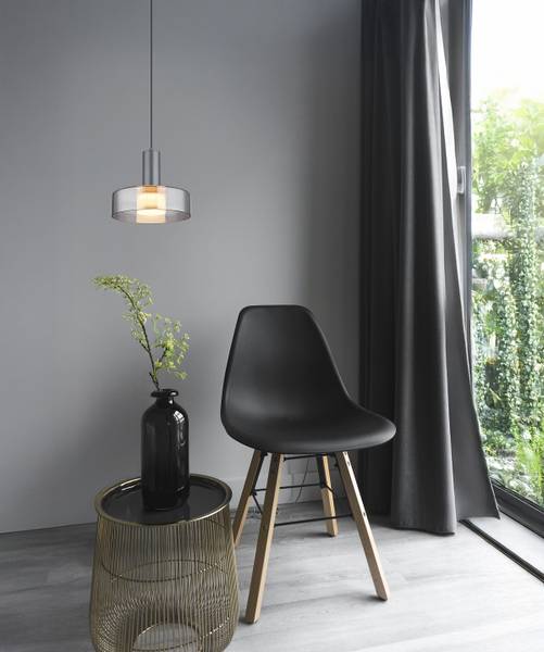 LED-Pendelleuchte Grant - Rauchglas / Aluminium - Flammenanzahl: 1