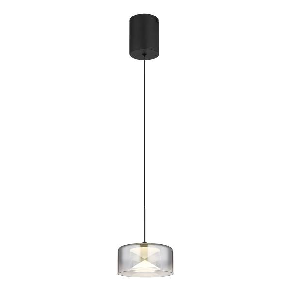LED-Pendelleuchte Belinda - Rauchglas / Eisen - Schwarz - Flammenanzahl: 4