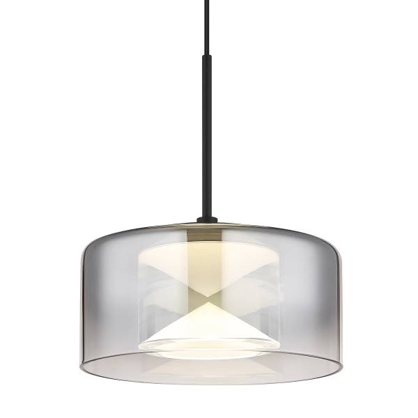 LED-Pendelleuchte Belinda - Rauchglas / Eisen - Schwarz - Flammenanzahl: 4