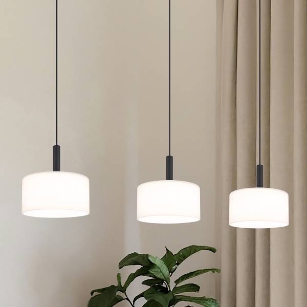 LED-Pendelleuchte Trenton - Opalglas / Eisen - Flammenanzahl: 3