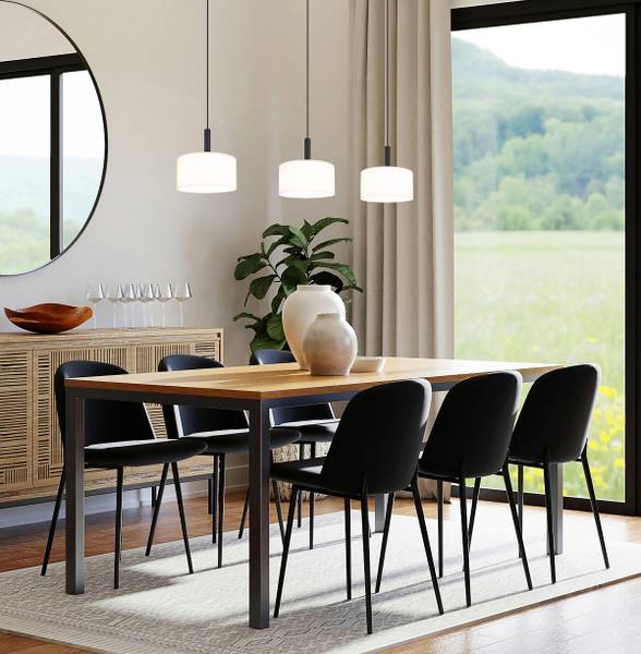 LED-Pendelleuchte Trenton - Opalglas / Eisen - Flammenanzahl: 3
