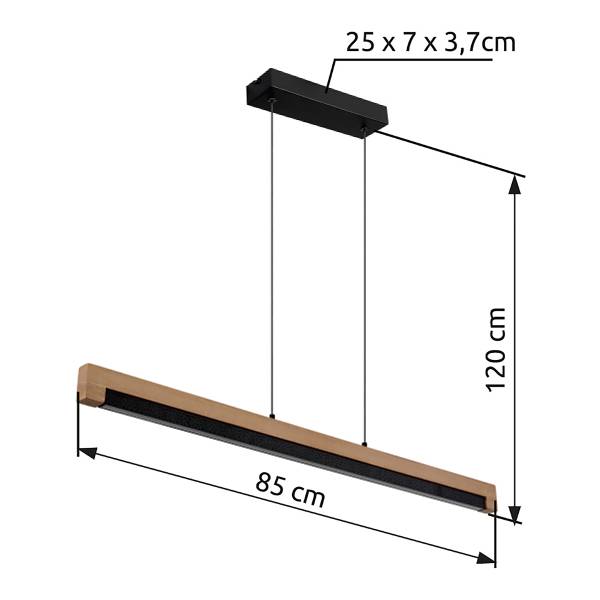 LED-Pendelleuchte Starla - Gummibaum massiv / Eisen - 1-flammig
