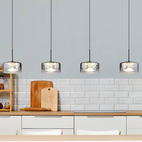 LED-Pendelleuchte Belinda - Rauchglas / Eisen