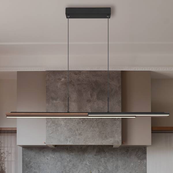 LED-Pendelleuchte Quito - Eisen / Kiefer massiv - 1-flammig