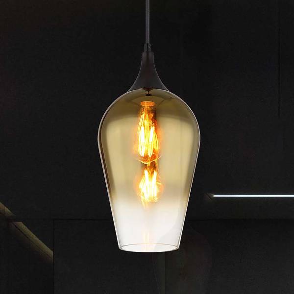 Pendelleuchte Lavus Typ D - Farbglas / Eisen - 1-flammig - Gold