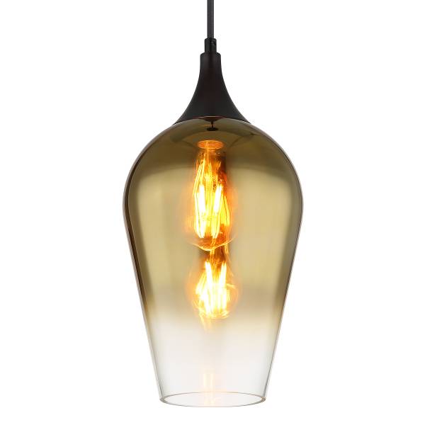 Pendelleuchte Lavus Typ D - Farbglas / Eisen - 1-flammig - Gold