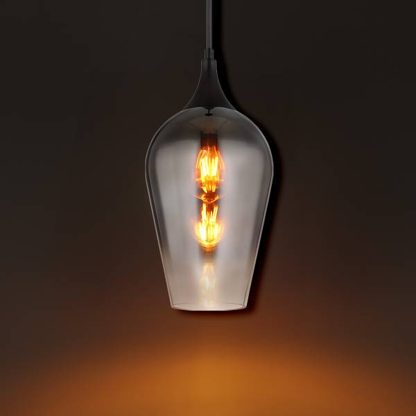 Pendelleuchte Lavus Typ D - Farbglas / Eisen - 1-flammig - Silber