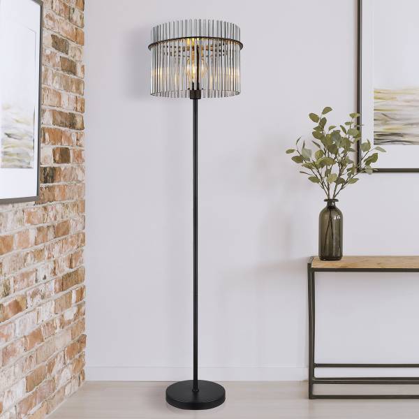Stehleuchte Gorley Typ B - Rauchglas / Eisen - 1-flammig