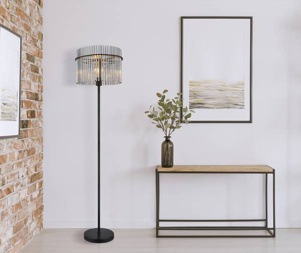 Stehleuchte Gorley Typ B - Rauchglas / Eisen - 1-flammig