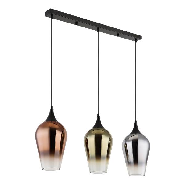 Pendelleuchte Lavus Typ C - Farbglas / Eisen - 3-flammig