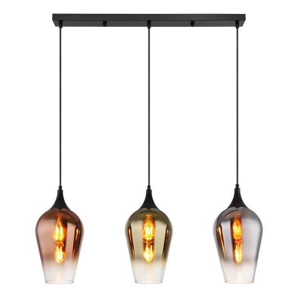Pendelleuchte Lavus Typ C - Farbglas / Eisen - 3-flammig
