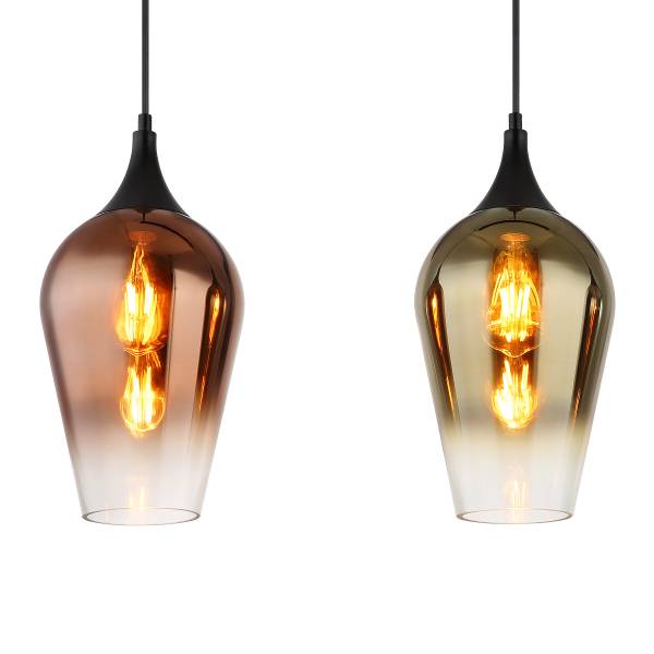 Pendelleuchte Lavus Typ C - Farbglas / Eisen - 3-flammig