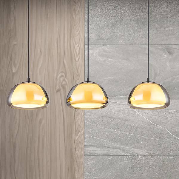 Pendelleuchte Jella Typ A - Rauchglas / Eisen - 3-flammig