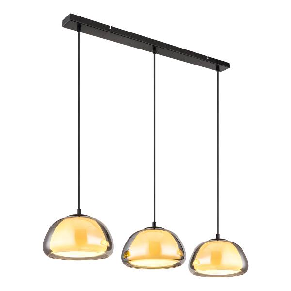 Pendelleuchte Jella Typ A - Rauchglas / Eisen - 3-flammig