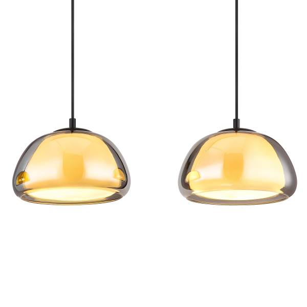 Pendelleuchte Jella Typ A - Rauchglas / Eisen - 3-flammig