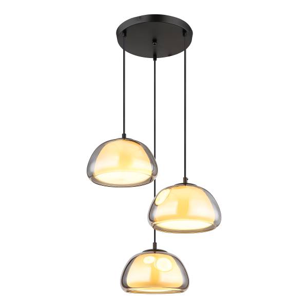 Pendelleuchte Jella Typ B - Rauchglas / Eisen - 3-flammig