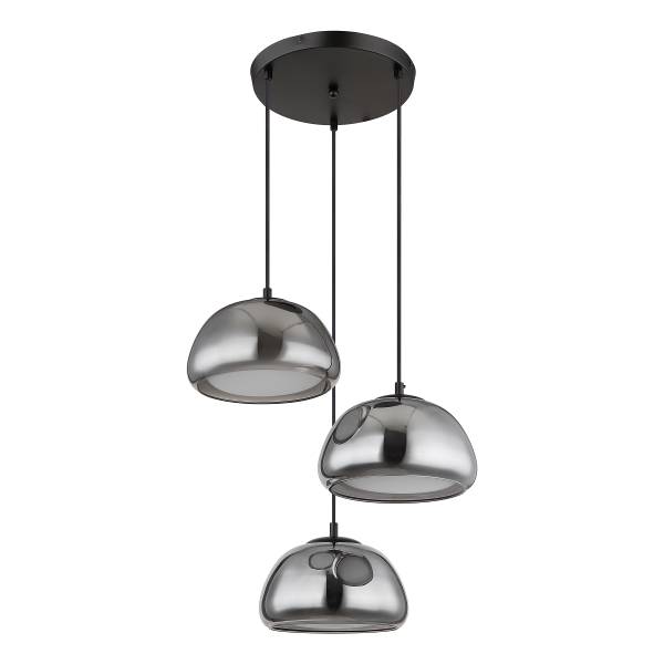 Pendelleuchte Jella Typ B - Rauchglas / Eisen - 3-flammig