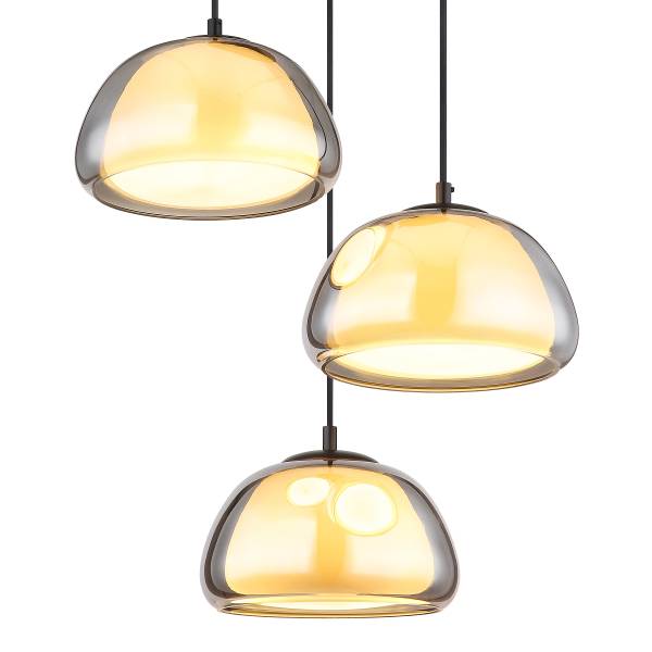 Pendelleuchte Jella Typ B - Rauchglas / Eisen - 3-flammig