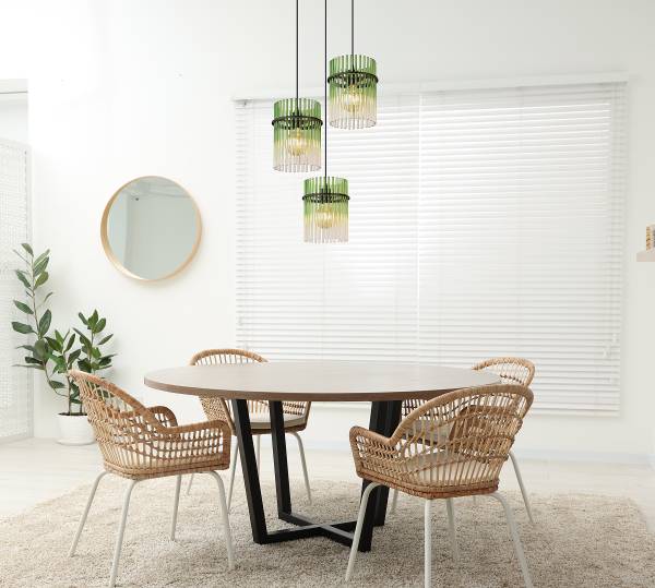 Pendelleuchte Gorley Typ B - Farbglas / Eisen - 3-flammig - Grün