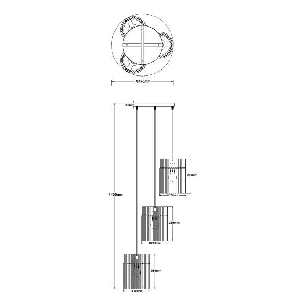 Pendelleuchte Gorley Typ B - Farbglas / Eisen - 3-flammig - Grün