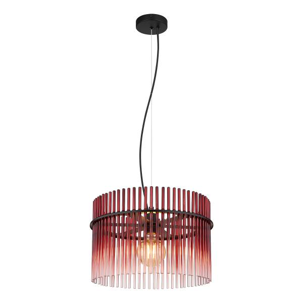 Pendelleuchte Gorley Typ I - Farbglas / Eisen - 1-flammig - Rot